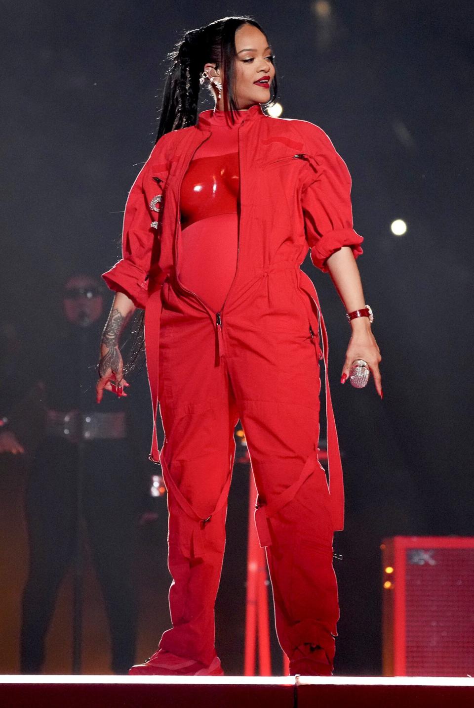 Rihanna performs during Apple Music Super Bowl LVII Halftime Show at State Farm Stadium on February 12, 2023 in Glendale, Arizona