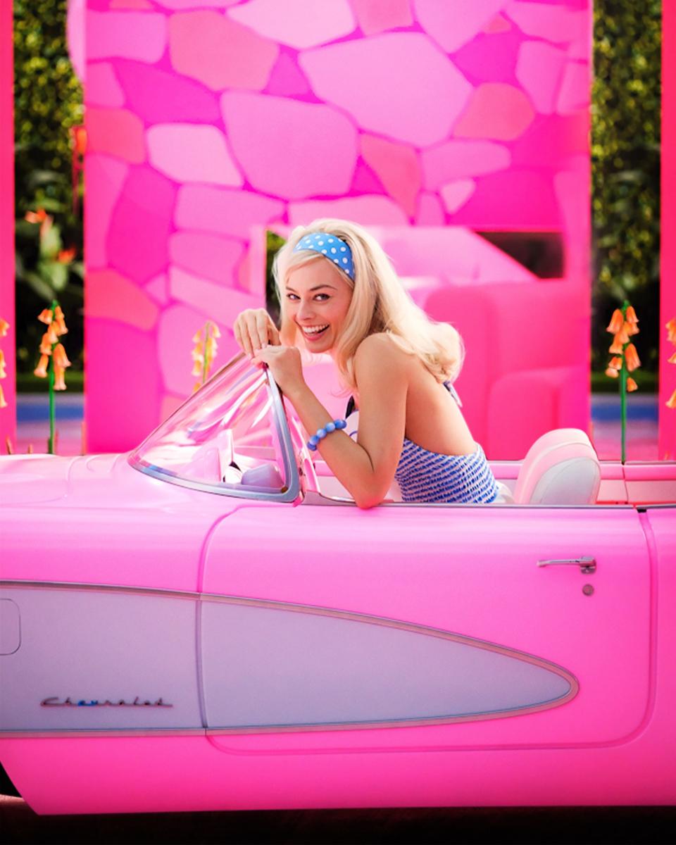 Margot Robbie in a first look at the upcoming "Barbie" movie.
