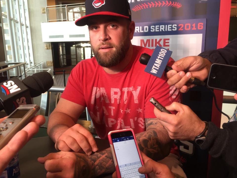 Mike Napoli at World Series Media Day. (Yahoo Sports)