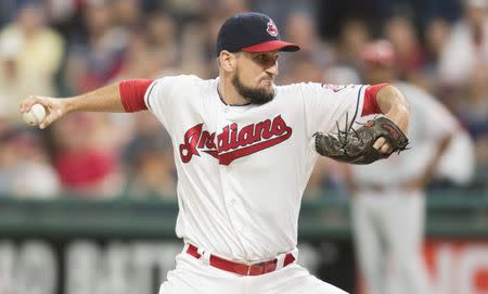 Jul 10, 2018; Cleveland, OH, USA; Cleveland Indians relief pitcher Dan Otero (61) throws a pitch during the ninth inning against the Cincinnati Reds at Progressive Field. Mandatory Credit: Ken Blaze-USA TODAY Sports