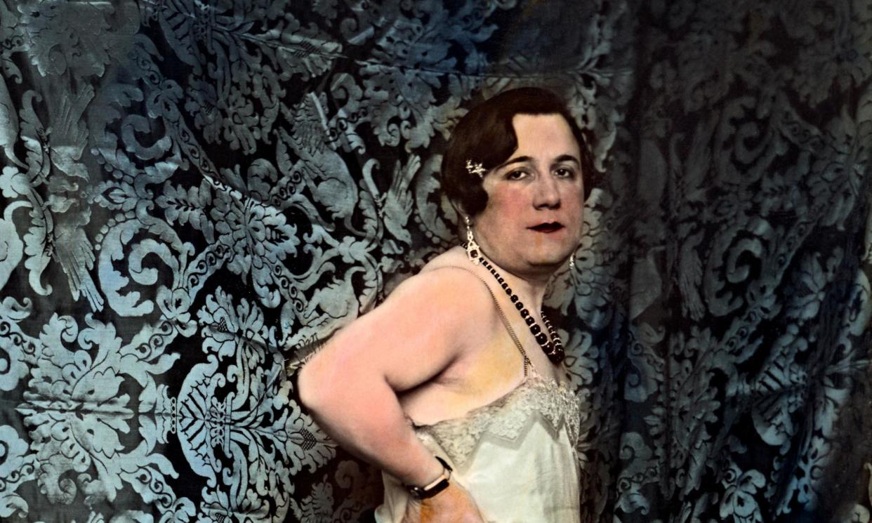 <span>The husband posing in makeup and lingerie.</span><span>Photograph: National Museum of Decorative Arts, Madrid</span>