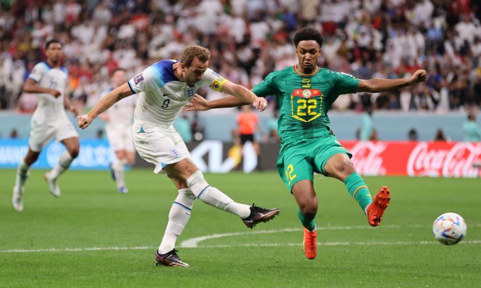 Harry Kane thrashes his shot home to make it 2-0 to England