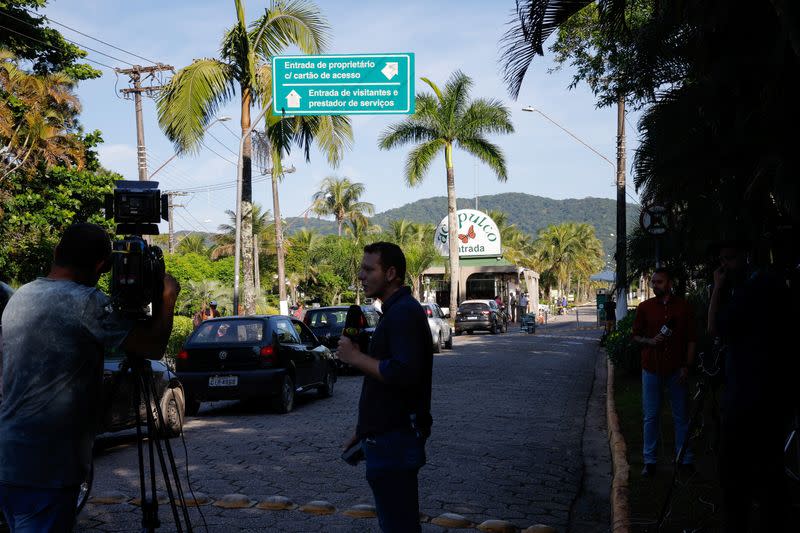 View outside the condo where Brazilian soccer player Robinho has one of his houses, in Guaruja