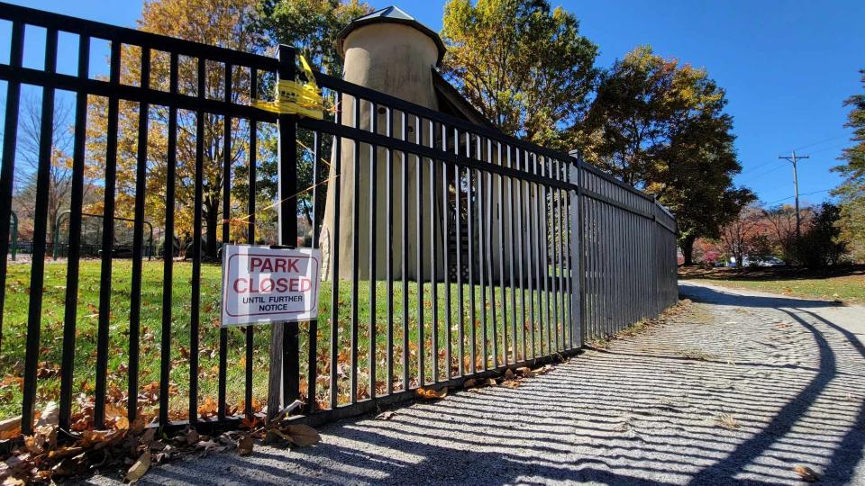 A look at Laurel Green, which is located across the street from Laurel Park Town Hall. The park has been undergoing improvements and has been closed since May.