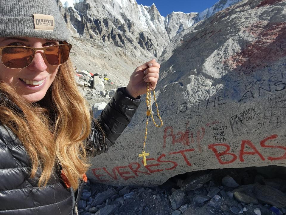 Sarah Beatrice at Mount Everest base camp.