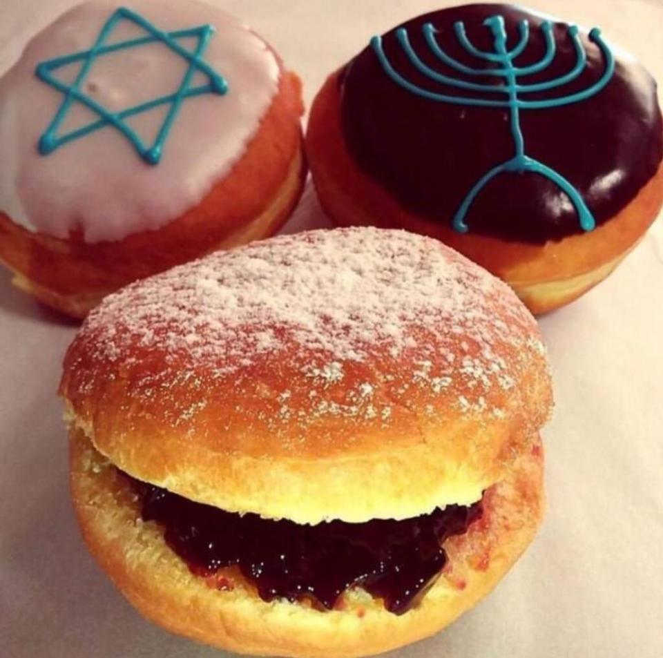 Hanukkah donuts from Donuts Time Cafe in Hamilton Square.