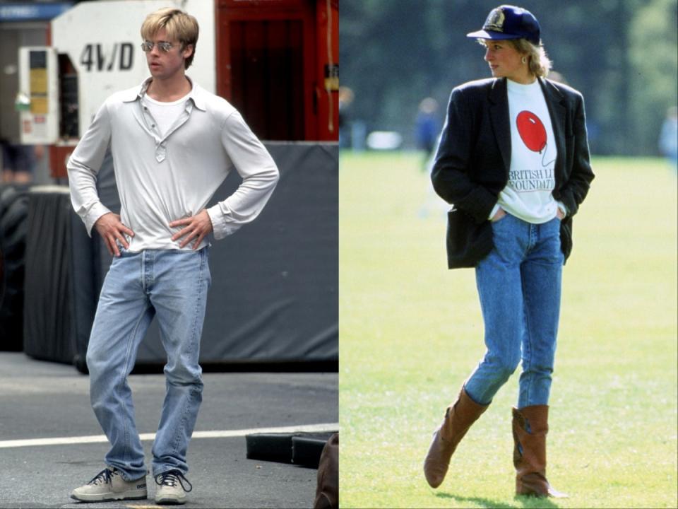 Brad Pitt in 1997 (left) and Princess Diana in 1988 (right).