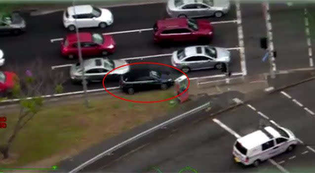 The vehicle ran several red lights before it crashed into parked cars, trapping a woman. Source: Queensland Police