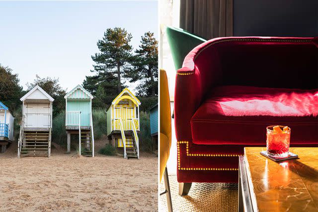 <p>Kira Turnbull</p> From left: Beach huts in Wells-next-the-Sea; a negroni at the Harper.