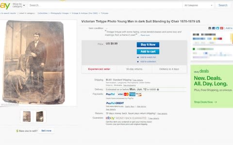 The eBay listing from which Justin Whiting picked up an old photo  - Credit: Justin Whiting / SWNS.com