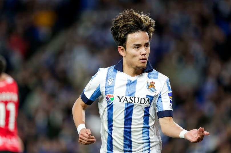 Takefusa Kubo of Real Sociedad during the Spanish Copa del Rey  match between Real Sociedad v Real Mallorca at the Reale Arena Stadium on February 27, 2024 in San Sebastian Spain