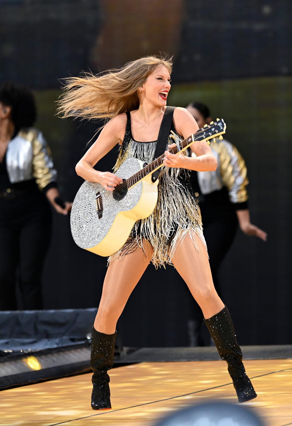 <h1 class="title">Taylor Swift performs on stage during during "Taylor Swift | The Eras Tour" at Anfield on June 13, 2024 in Liverpool, England. </h1><cite class="credit">Gareth Cattermole/TAS24/Getty Images</cite>