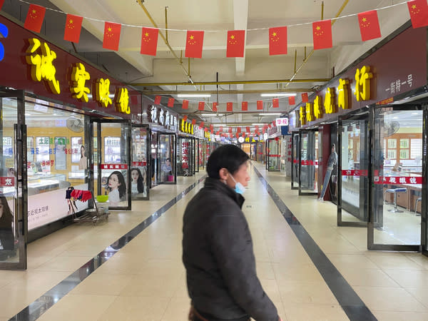 Wuhan wet market lies abandoned a year on from the coronavirus outbreak in the city (reuters)