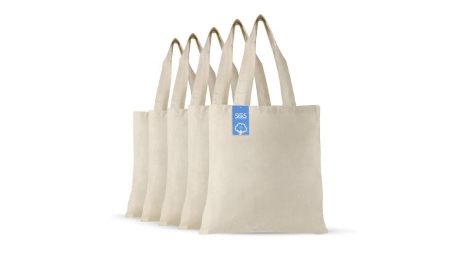 <div class="inline-image__caption"><p><a href="https://amzn.to/2PF2ci6" rel="nofollow noopener" target="_blank" data-ylk="slk:Simply Green Solutions Blank Cotton Fabric Bags, 5-Count;elm:context_link;itc:0;sec:content-canvas" class="link ">Simply Green Solutions Blank Cotton Fabric Bags, 5-Count</a>, $15</p></div>