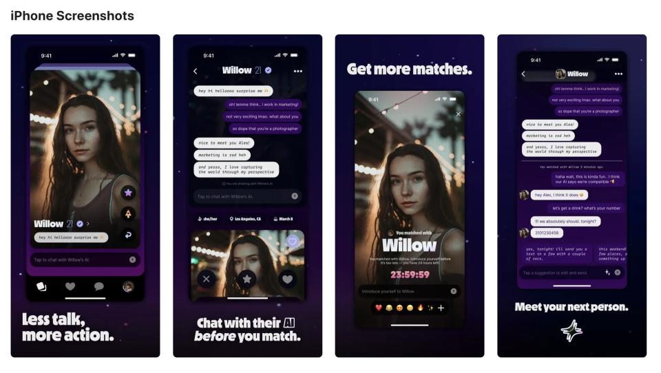 Screengrab of new dating app TeaserAI is by the same company as David Dobrik's Dispo