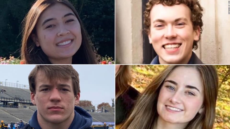 Clockwise, from top left: Hana St. Juliana, Justin Shilling, Madisyn Baldwin and Tate Myre were killed in the attack. - Obtained by CNN