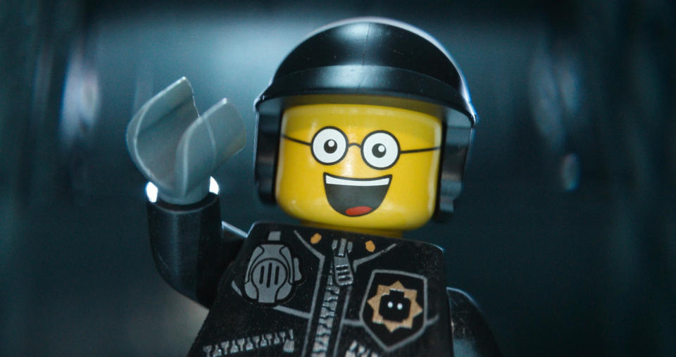 This image released by Warner Bros. Pictures shows the character Bad Cop/Good Cop, voiced by Liam Neeson, in a scene from "The Lego Movie." (AP Photo/Warner Bros. Pictures, file)