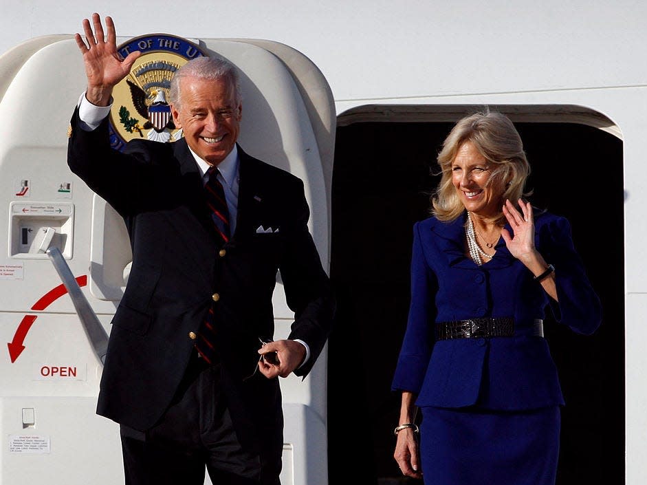 Joe and Jill Biden arrive in Israel.