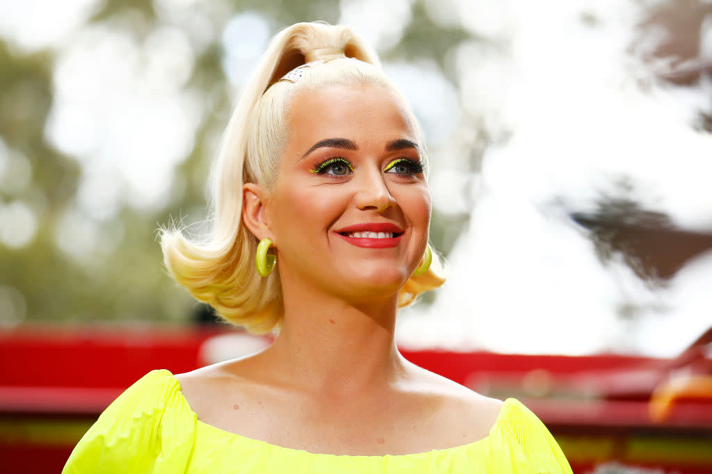 Katy Perry has shared an image of what would have been her Met Gala outfit, pictured here in Australia in March 2020. (Getty Images)