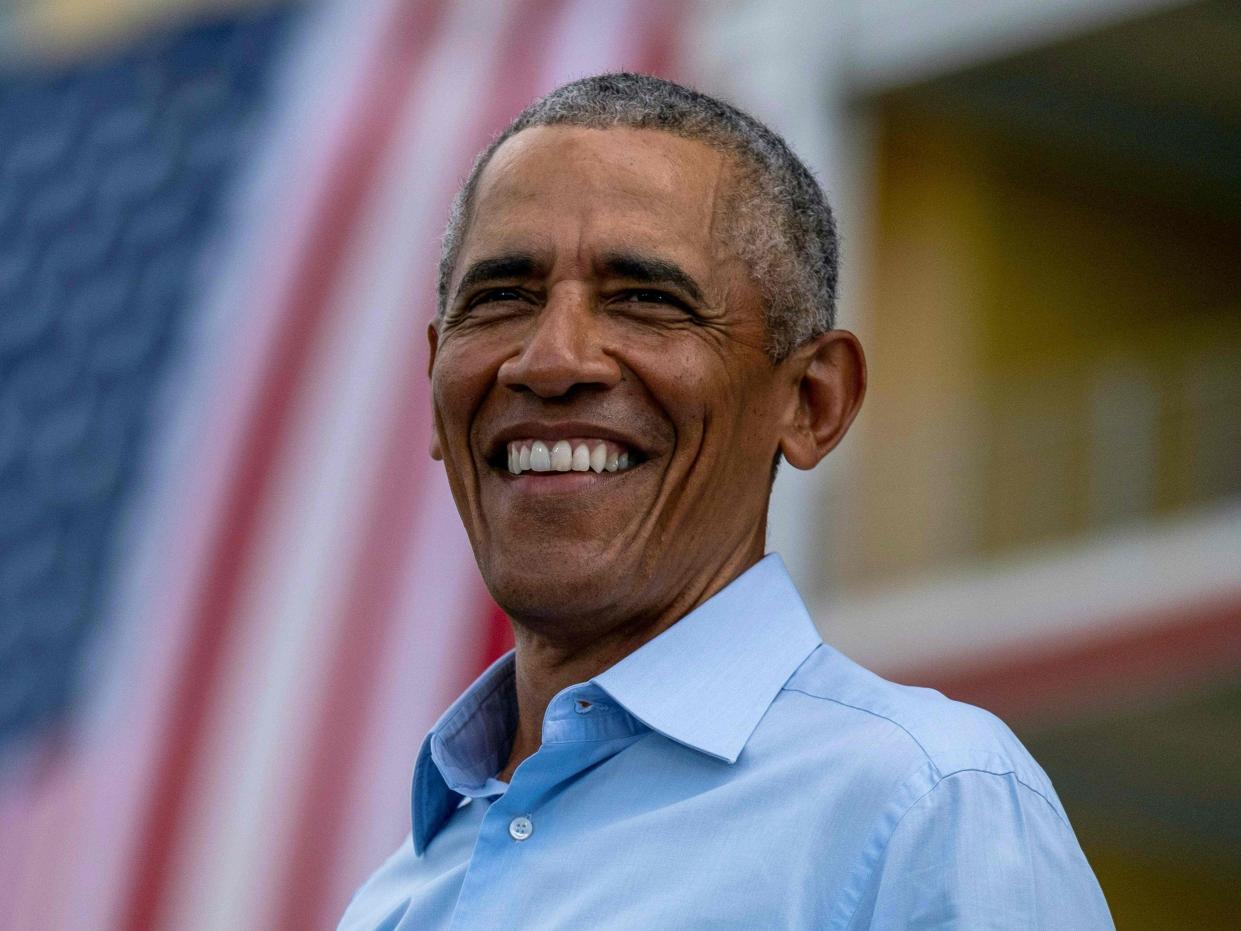 El ex presidente de Estados Unidos, Barack Obama, habla en un mitin de autoservicio Biden-Harris en Orlando, Florida (AFP via Getty Images)