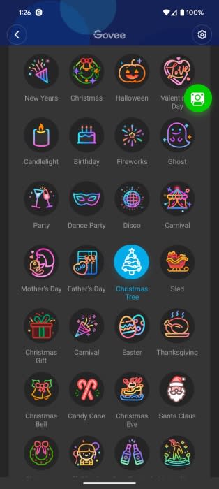 Govee app screenshots of Christmas String Lights