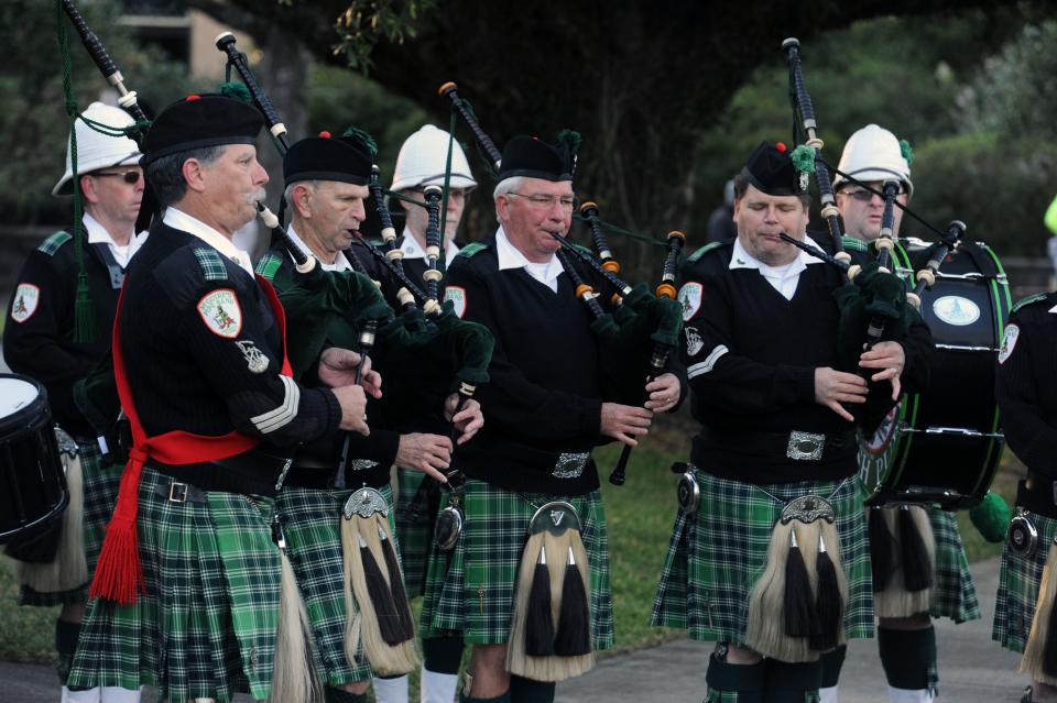 McGuire's Pipe Band performs before the start of Sacred Heart Cathedral School's 30th Annual Great Pumpkin Race.