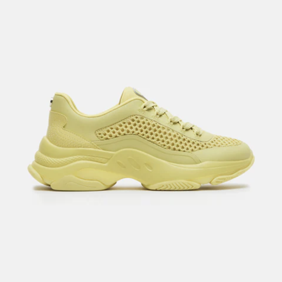 A solid yellow running shoe