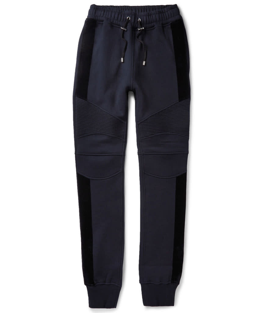 <p>Balmain Cotton-Jersey Sweatpants, $440, <a href="http://www.mrporter.com/en-us/mens/balmain/cotton-jersey-sweatpants/585742?ppv=2#" rel="nofollow noopener" target="_blank" data-ylk="slk:mrporter.com;elm:context_link;itc:0;sec:content-canvas" class="link ">mrporter.com</a><br><br></p>