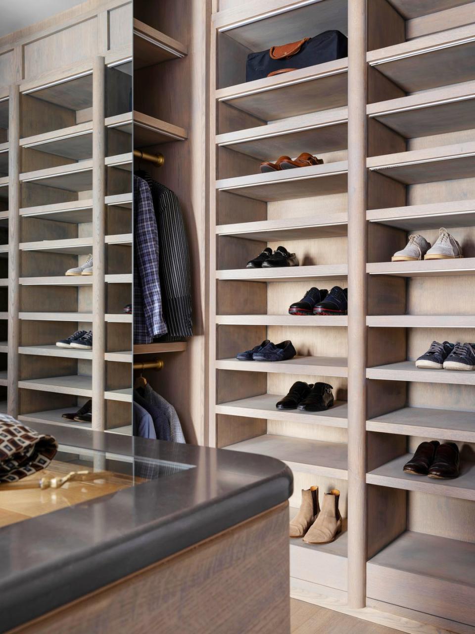 owners closets adams designed two closets for the future homeowners to fight over one has an integrated lg studio styler to gently refresh clothing, while the other has a glass island top to showcase jewelry