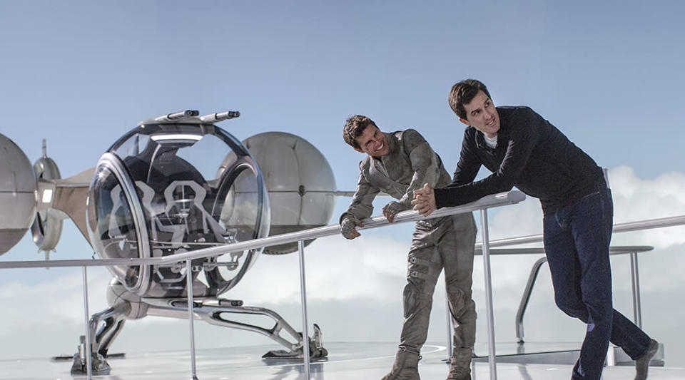 Tom Cruise and director Joseph Kosinski on the set of Universal Pictures' "Oblivion" - 2013