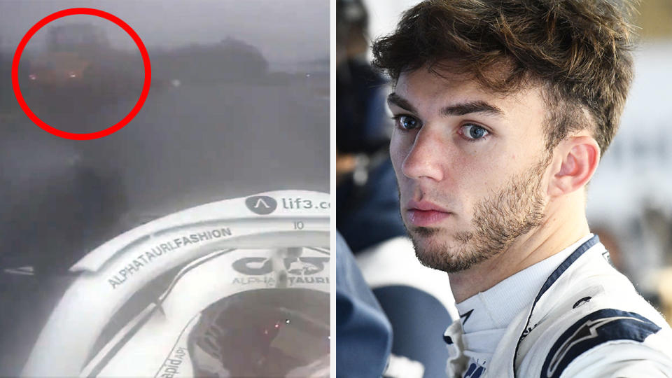 Pierre Gasly was horrified after encountering a rescue track on the track during the Japanese Grand Prix. Pictures: F1TV/Getty Images