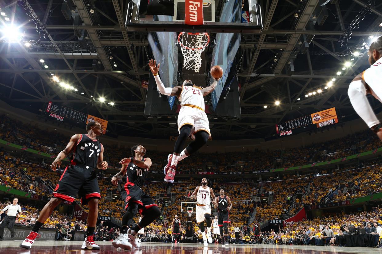 LeBron James rises above. (Nathaniel S. Butler/NBAE/Getty Images)