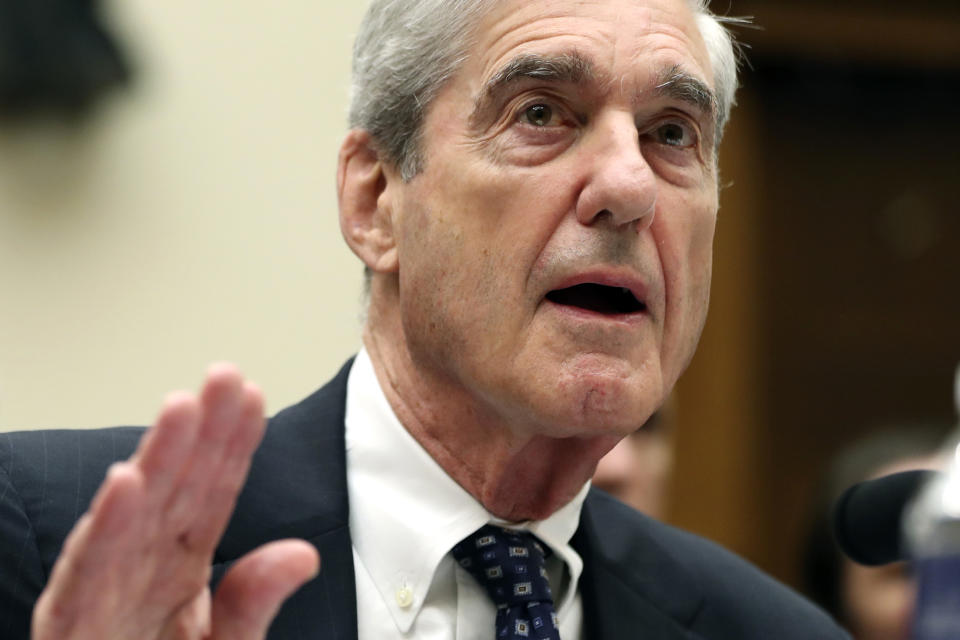 Former special counsel Robert Mueller testifies before the House Judiciary Committee hearing on his report on Russian election interference, on Capitol Hill, in Washington, Wednesday, July 24, 2019. (AP Photo/Andrew Harnik)