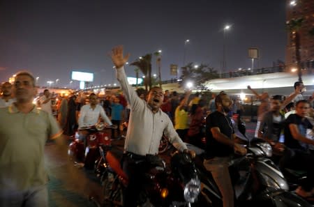 Small groups of protesters gather in central Cairo shouting anti-government slogans in Cairo