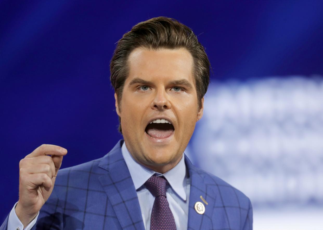 <p>Republican congressman Matt Gaetz speaking at CPAC</p> (REUTERS)