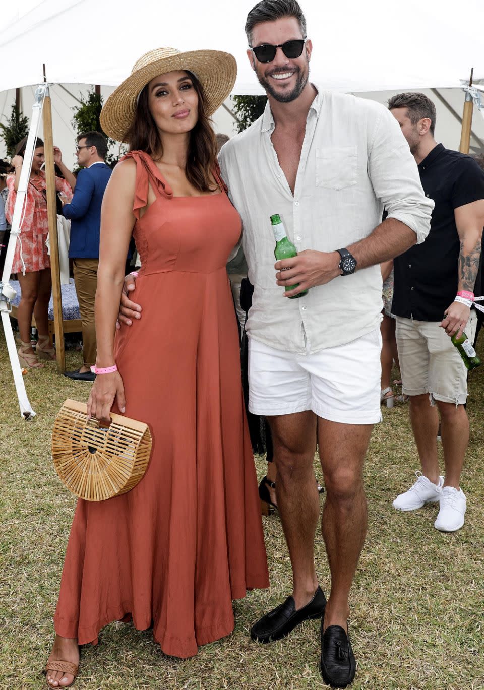 Sam Wood has confirmed he and Snez will marry at the end of 2018. The pair are here at the Portsea Polo together last month. Source: Getty