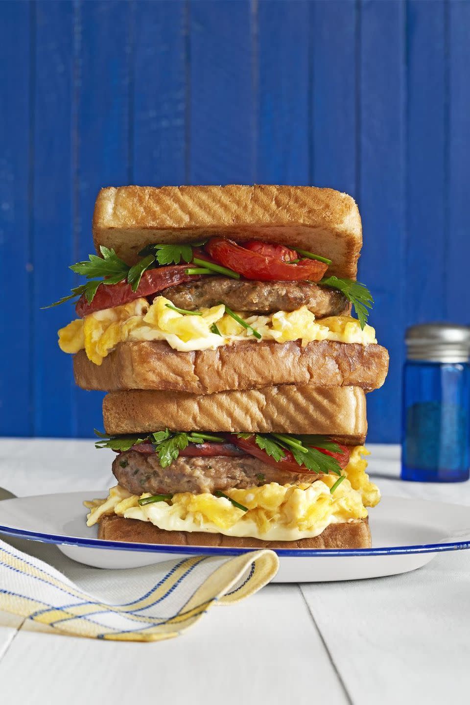 loaded breakfast sandwiches with fennel herb sausage patties