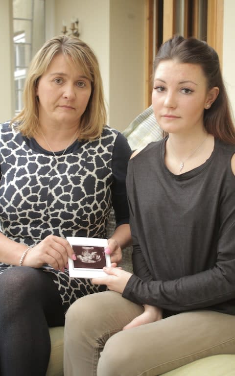 Nicola Urquhart, left, mother of missing 23-year-old Corrie McKeague, and his girlfriend April Oliver, 21, before the birth of her daughter - Credit: April Oliver/BBC Look East