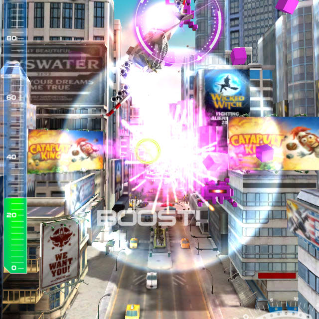 Jet Run: City Defender features lots of particle effects