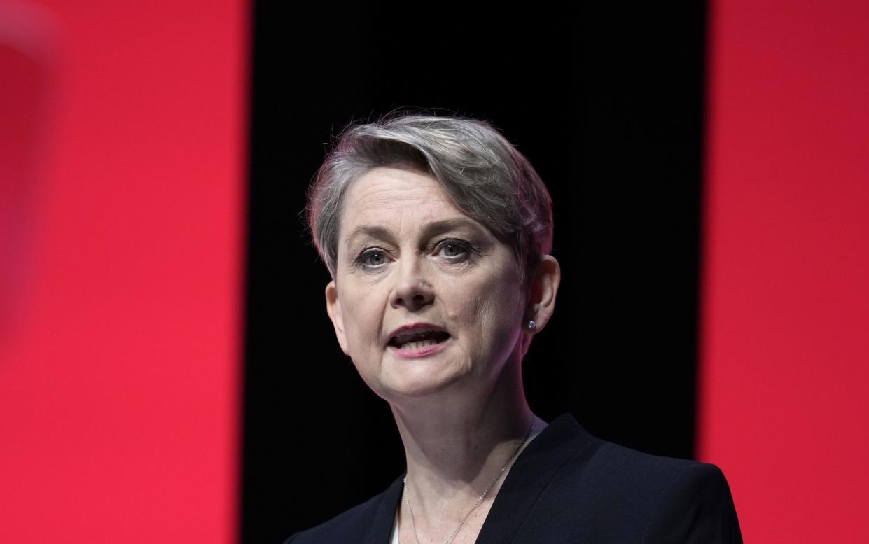 Yvette Cooper, shadow home secretary, delivers her speech on the third day of the Labour Party conference