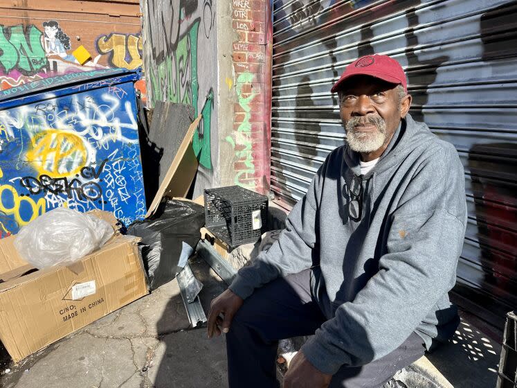 Earlie King Jr., 65, in the downtown LA alley where he lived for most of his adult life