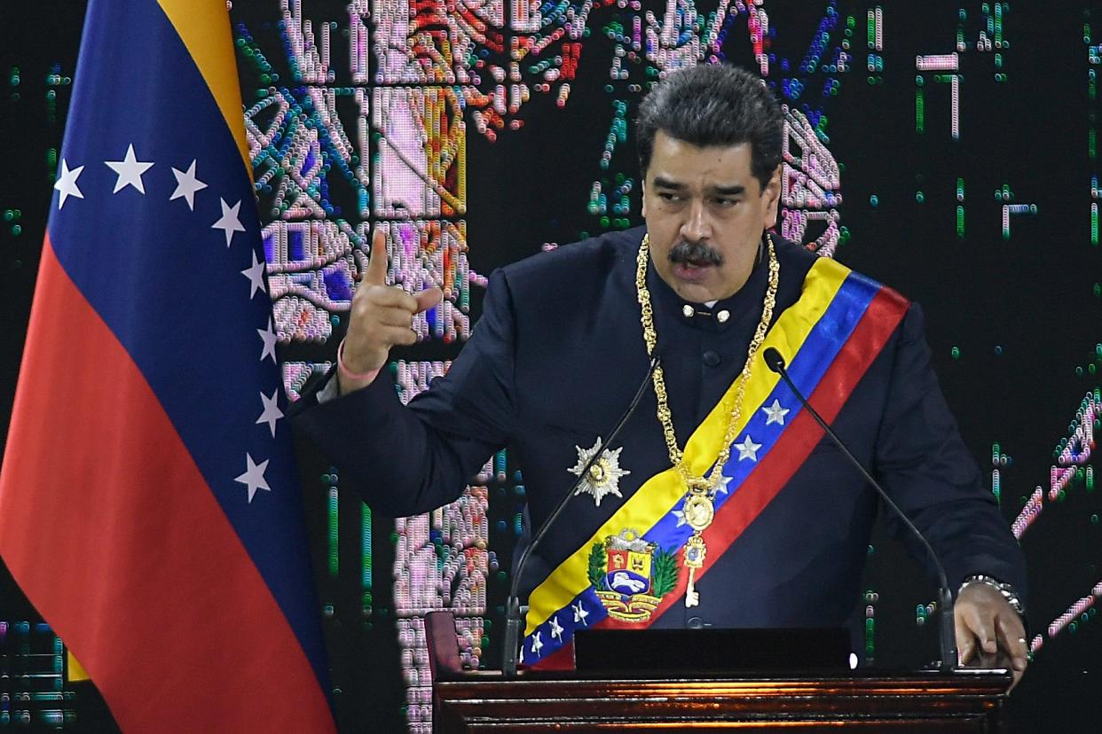 Venezuelan President Nicolas Maduro speaks during a ceremony marking the start of the judicial year at the Supreme Court in Caracas, Venezuela