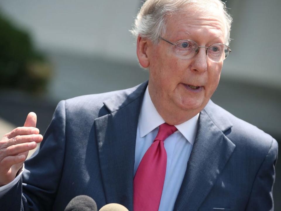 Mitch McConnell speaks at an event