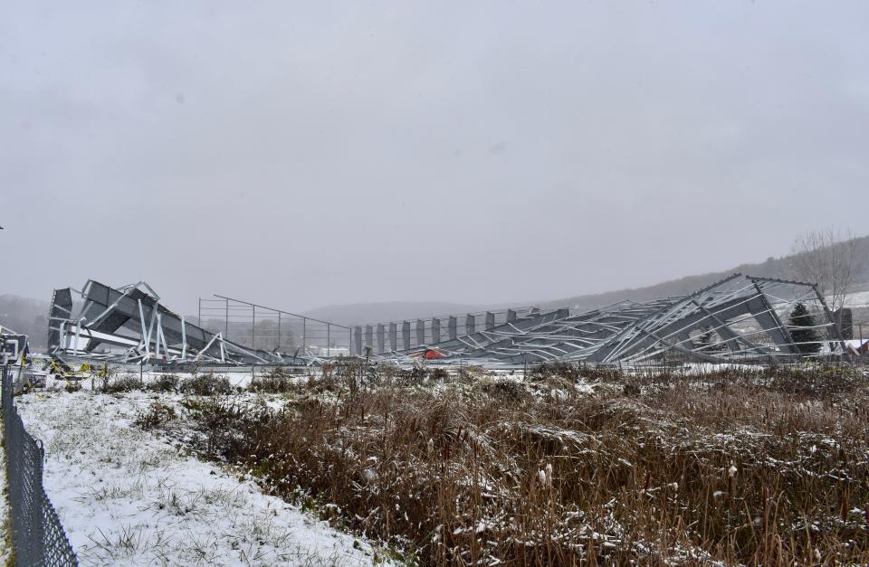 The framework of the Greater Binghamton Sports Complex, which collapsed last week, is shown Tuesday, Nov. 30.