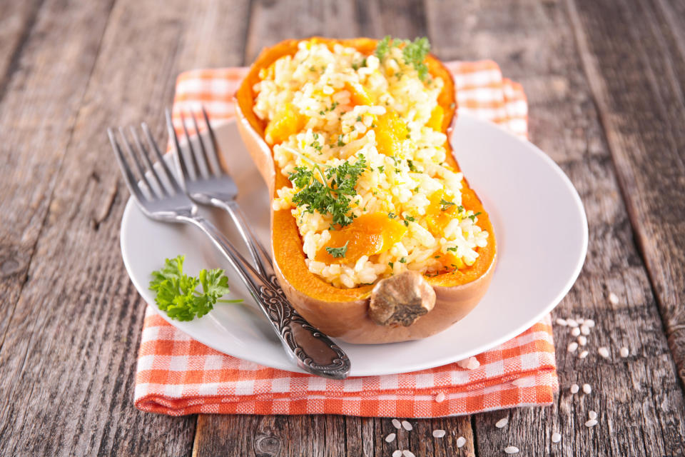 Baked stuffed butternut squash