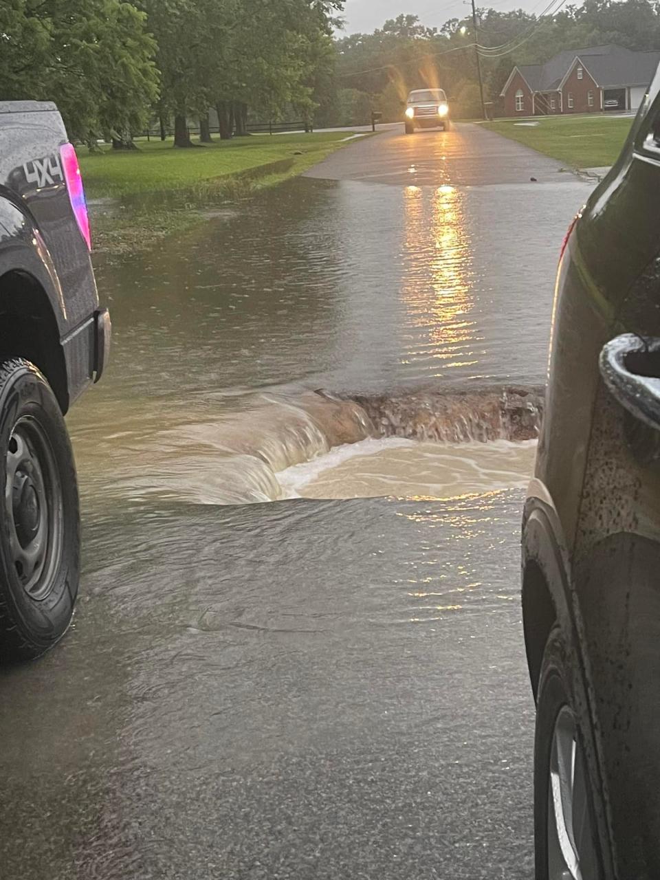 Tawannah Trail off McClain Street in Hokes Bluff washed out during heavy rainfall Tuesday evening.