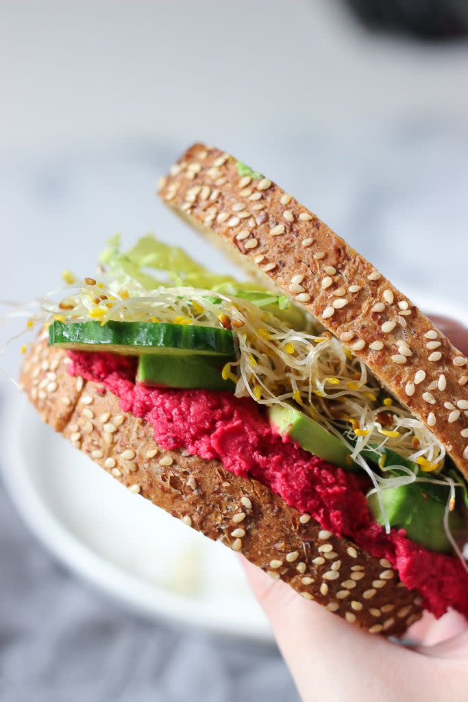 Beet Hummus Sandwich