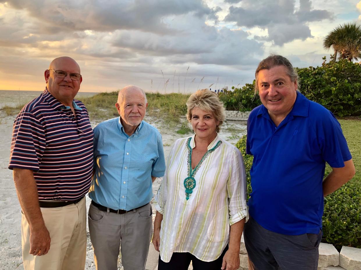 Longboat Key Republican Club President Scott Gray, far left, Longboat Key Democratic Club member Bob Gary, conflict resolution expert Racelle Weiman and Longboat Key Democratic Club President Ed Sabol gathered recently on the key to discuss their efforts to create a dialogue between Republicans and Democrats.