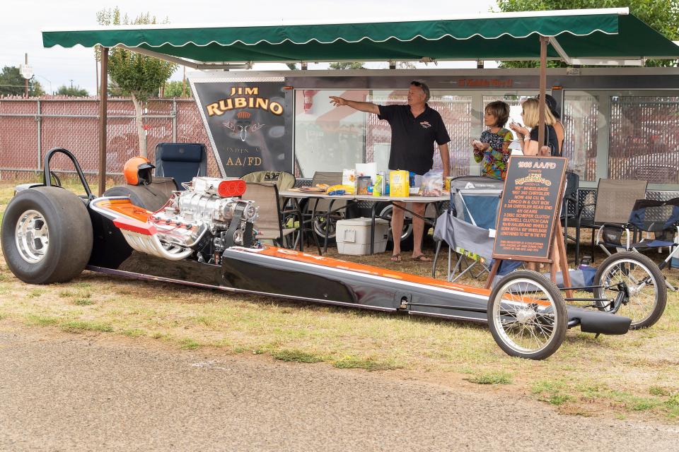 A 1965 AA/FD dragster that used to race up and down the state in the 60â€™s and 70â€™s was on display by owner Jim Rubino from Linden, California at Festa Italiana at Lodi Grape Festival on June  12th. Dianne Rose/For The Record