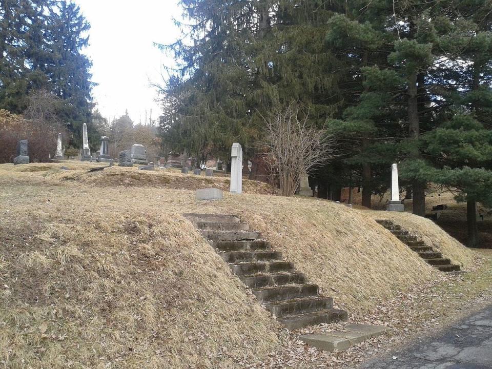 A view of some of the headstones at Evergreen Cemetery.